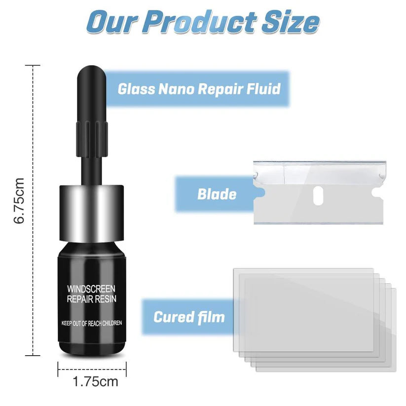 All-in-One Glass Repair Resin Kit – Quick DIY Fix for Chips, Scratches & Small Cracks