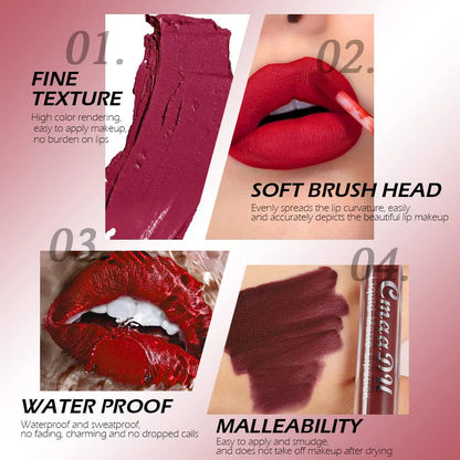 💄 10-Piece Matte Waterproof Lip Gloss Set – Bold Color, All-Day Stay Big Sale