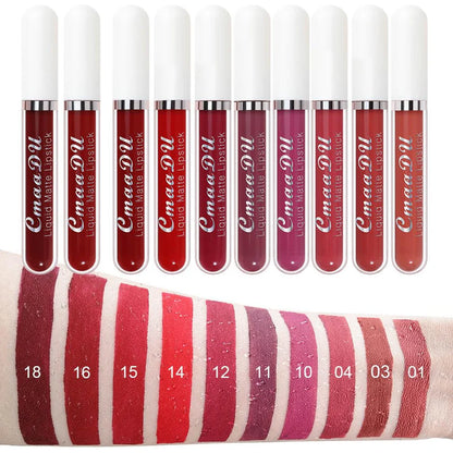 💄 10-Piece Matte Waterproof Lip Gloss Set – Bold Color, All-Day Stay Big Sale